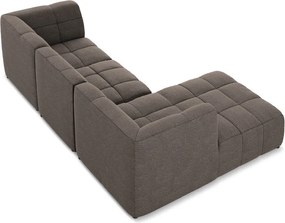 Colțar maro cu tapițerie din țesătură bouclé (cu colț pe partea stângă/cu șezlong) Aloha – Makamii