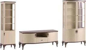 Set lemn masiv nuc Living Leona 3 Piese Crem-