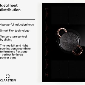 Klarstein Masterzone 90 Flex, plită cu inducție, max. 12 600 W, încorporat, 5 zone Flex, tehnologie ThermoBoost, Smart Flex