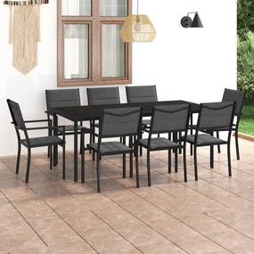 Set mobilier de exterior, 9 piese, otel