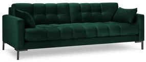 Canapea 3 locuri Mamaia cu tapiterie din catifea, picioare din metal negru, verde inchis
