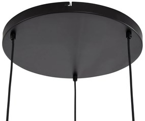 Lampă suspendată Japandi neagră și aurie cu abajur bej cu 3 lumini - Pluni