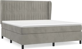 vidaXL Pat box spring cu saltea, gri deschis, 180x200 cm, catifea