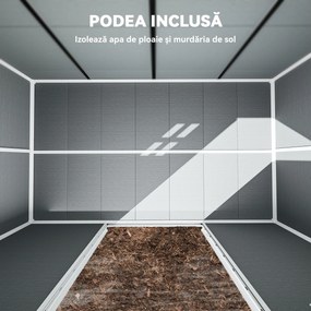 Outsunny Căsuță de Grădină pentru Depozitare Unelte 4.96m² Gri | Aosom Romania
