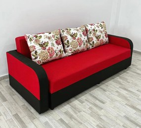 Canapea Andreea 1, culoare rosu / negru, 220 x 90 cm