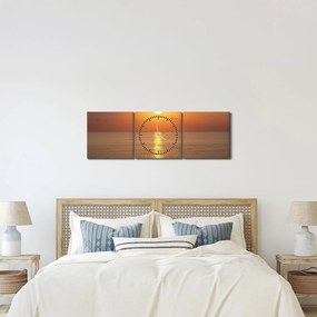 Tablou - Apus de soare peste ocean (cu ceas) (90x30 cm)