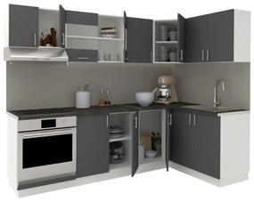 Set Bucatarie Colt Karo V34, Antracit/Alb, Blat Thermo 28 mm, L 240 x 140 cm