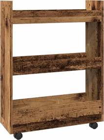 vidaXL Cărucior depozitare îngust 3 niveluri lemn vechi lemn prelucrat