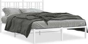 vidaXL Cadru de pat metalic cu tăblie, alb, 135x190 cm