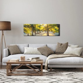 Tablou - Femeie între palmieri (cu ceas) (90x30 cm)
