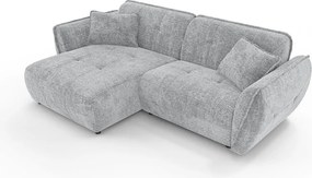 Colțar gri deschis cu tapițerie din chenille (cu colț pe partea stângă/cu șezlong) Nelia – Ropez