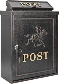 vidaXL Cutie Poștală Montată pe Perete cu ușă Bronz 29 x 13 x 41 cm