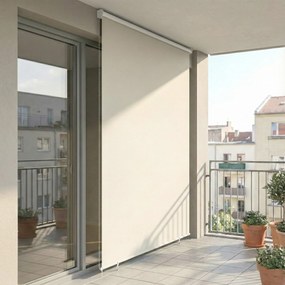 Outsunny Roletă exterioară rulou 2,4 x 1,6 m roletă opacă verticală protecție vizuală retractabilă impermeabilă, anti-UV30+, crem | Aosom Romania