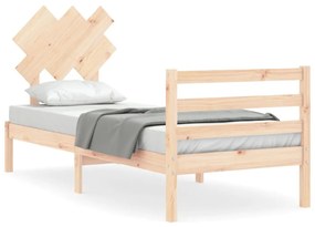 3195246 vidaXL Cadru de pat cu tăblie single mic, lemn masiv