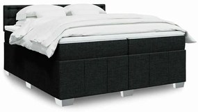 vidaXL Pat box spring cu saltea, negru, 200x200 cm, textil
