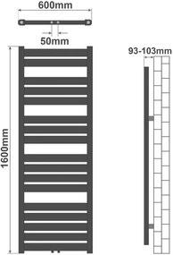 AQUAMARIN Radiator vertical pentru baie 160x60 cm, antracit