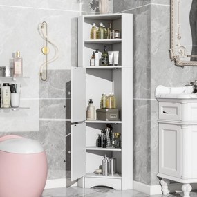 Dulap de baie colțar cu două rafturi, Alb | Aosom Romania