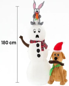 Om de zăpadă gonflabil cu câine și iepuraș LED - 180 cm
