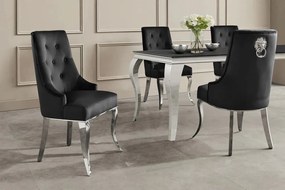 Set 2 scaune Modern Barock, argintiu/ catifea neagra