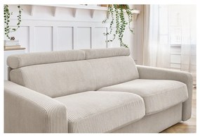 Canapea crem extensibilă cu tapițerie din catifea reiată 195 cm Monaco – Bobochic Paris