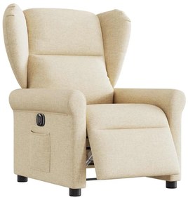 vidaXL Fotoliu rabatabil electric, crem, material textil