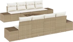 vidaXL Set de canapele pentru grădină 7 pcs Bej și crem poliratan