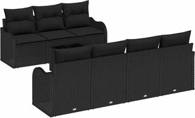 vidaXL Set de canapele pentru grădină cu pernă cu pernă 8 pcs Negru