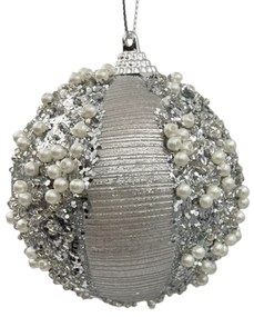 Glob de Craciun Velvet Pearl 8cm, Argintiu