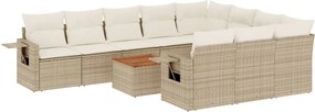 vidaXL Set canapele de grădină cu perne, 11 piese, bej, poliratan