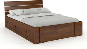 Pat lemn masiv TerraCraft Model 2 cu Sertar Fag Personalizabil - 200x200, Nuc
