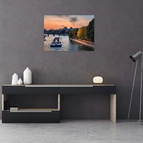 Tablou pe sticlă - gondole italiene (70x50 cm)