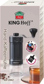 Măcinător manual de cafea Kinghoff KH 2002, 30 g, Mecanism ceramic, Reglare continuă a fineții, Negru