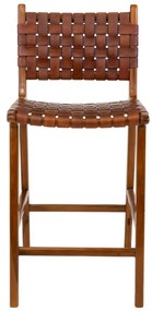 Taburet de bar Perugia, piele, maro, picioare din tec