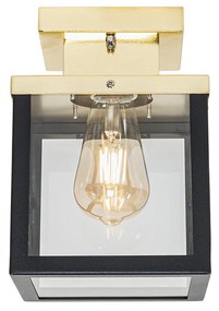 Plafoniera industriala pentru exterior neagra cu auriu - Rotterdam