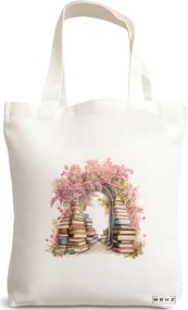 Sacosa de Panza pentru Cumparaturi, Geanta Tote, model Books 33 38 x 34.5 cm, Alba, BEKZ®