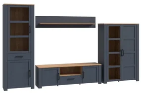 Set Living Boho Stejar Riviera Si Stejar Bleumarin, 362.5 Cm
