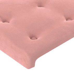 Pat continental cu saltea  LED, roz, 120x200 cm, catifea Roz, 120 x 200 cm, Nasturi de tapiterie