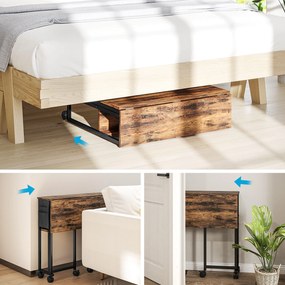 HOMCOM Birou Pliabil de 80 cm cu Raft de Depozitare și Blat Pliabil pe Roți - Maro Rustic | Aosom Romania