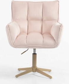 HR560CROSS Scaun Catifea Roz Pudra cu Bază Crem