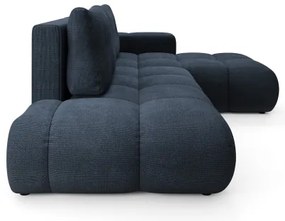 Colțar extensibil tapițat ALMADA, cu spațiu de depozitare, în formă de L, cu orientare pe partea dreaptă, albastru