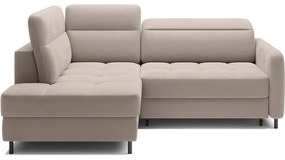 Colțar maro deschis extensibil/cu spațiu de depozitare cu tapițerie din catifea (cu colț pe partea stângă/în formă de ”L”) Barea – ELTAP