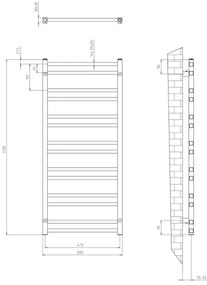 Sapho METRO DOS - Radiator pentru baie, 343 W, 50 x 110 cm, negru mat