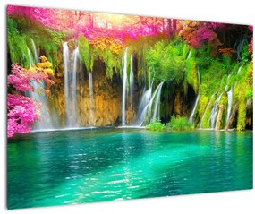 Tablou - Cascada, Lacurile Plitvice, Croația (90x60 cm)