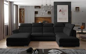 Canapea modulara extensibila cu spatiu pentru depozitare, 336x102x216 cm, Evanell L01, Eltap (Culoare: Negru / Alb)