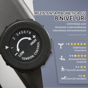 HOMCOM Bicicletă Magnetică Orizontală Scaun Reglabil și Elastice pentru Brațe | Aosom Romania
