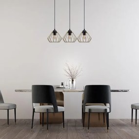 Lustră pe cablu CEED GOLD 3xE27/60W/230V negru/auriu