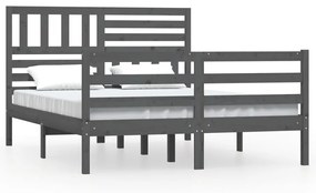 3101090 vidaXL Cadru de pat, gri, 140x200 cm, lemn masiv