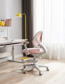 FlexGrow Junior YB1059 - Scaun Ergonomic pentru Copii, spatar reglabil, cotiere reglabile, inaltime reglabila, suport picioare ajustabil, Mesh, Roz