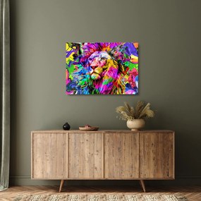 Tablou pe sticlă - 3D imaginea leului (70x50 cm)