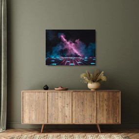 Tablou pe sticlă - Fum roz-albastru (70x50 cm)